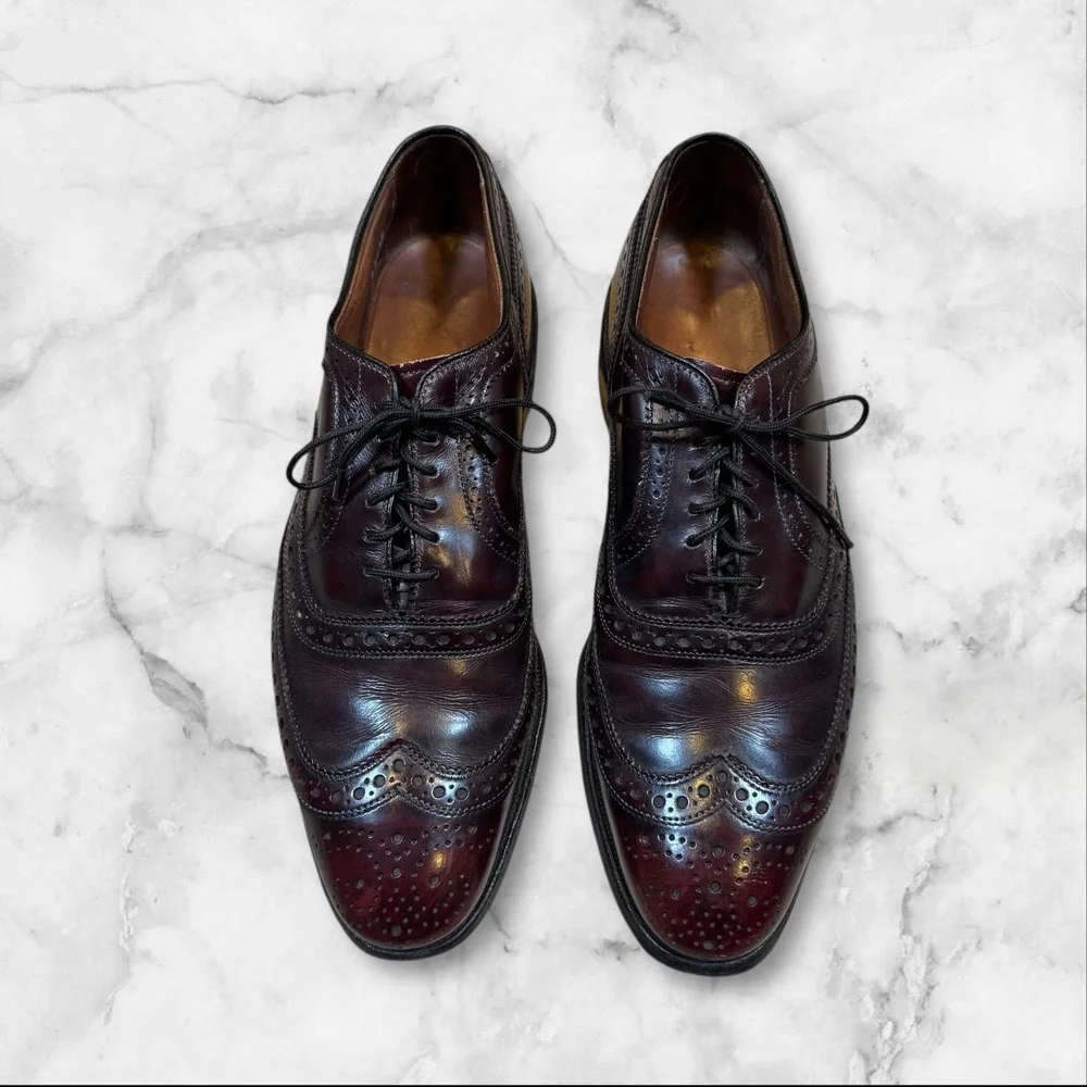 Allen Edmonds McAllister Wingtip‎ Oxford Shoes Burgundy Leather Men Size 8 C